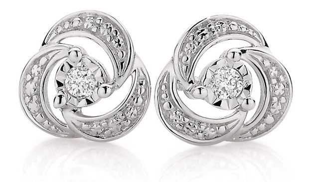 9ct White Gold Diamond Knot Studs