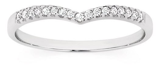 9ct White Gold Diamond V Shape Band