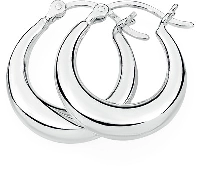 Sterling Silver 15mm Tapered Creolle Hoop Earrings