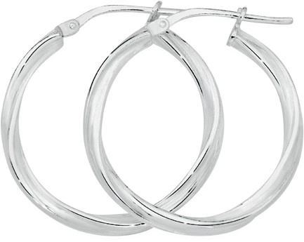 Sterling Silver 20mm Round Twisted Tube Hoop Earrings