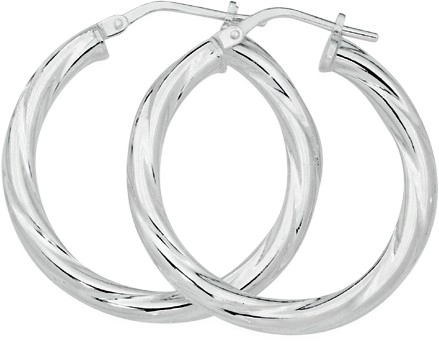 Sterling Silver 3x20mm Twist Tube Hoops