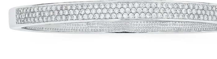 Sterling Silver Pave Cubic Zirconia Bangle