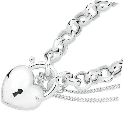 Sterling Silver Small Belcher Puff Padlock Bracelet