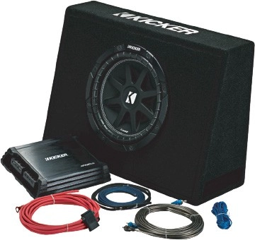 Kicker 10” Subwoofer in Slim Enclosure Plus Amplifier & Wiring Kit