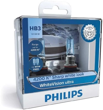 Philips White Vision Ultra 4200K Headlight Globes