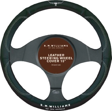 R.M.Williams 15” Leather Steering Wheel Cover Black