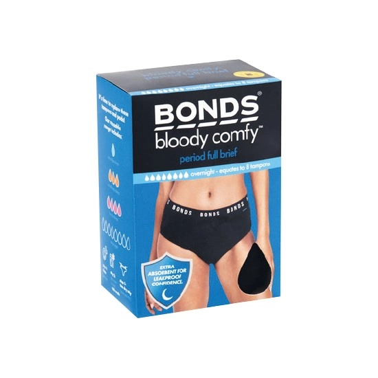 Bonds Bloody Comfy Overnight Period Full Brief Pk 1 Size 10-16