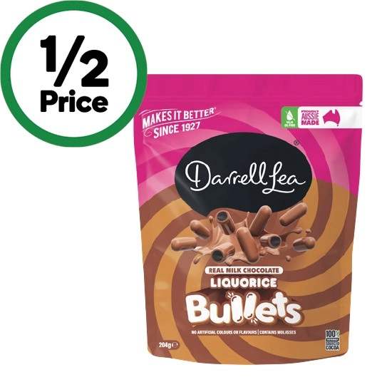 Darrell Lea Chocolate Coated Bites or Bullets, Liquorice, Batch 37 or All Sorts 150-280g