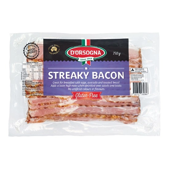 D'Orsogna Streaky Bacon 750g – From the Fridge