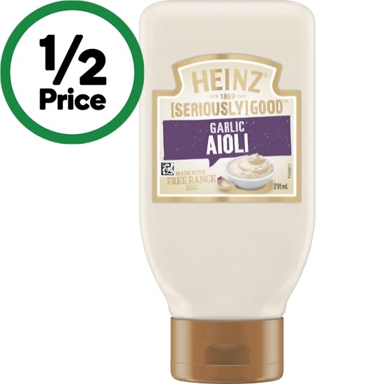 Heinz Seriously Good Mayo or Aioli 295ml