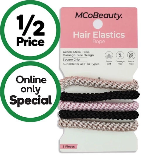 MCoBeauty Hair Elastics Rope Neutrals Pk 5