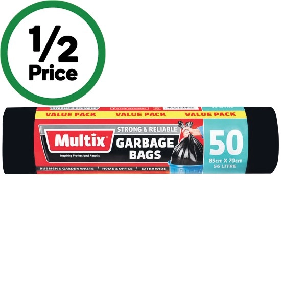 Multix Extra Wide Garbage Bags 56 Litre Pk 50