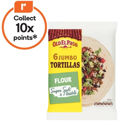 Old El Paso Jumbo Tortillas 450g Pk 6