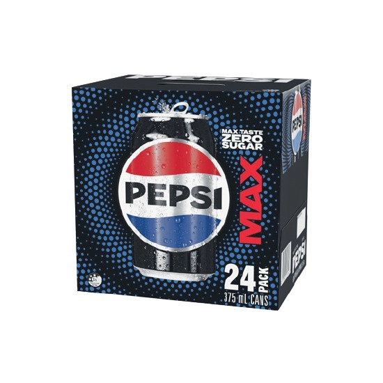 Pepsi Max, Solo No Sugar, Mountain Dew No Sugar, Sunkist No Sugar or Schweppes Lemonade Zero Soft Drink Can Varieties 24 x 375ml