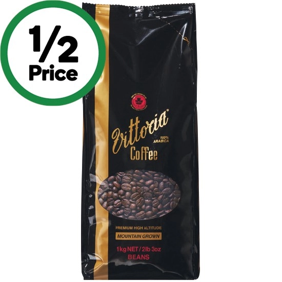 Vittoria Mountain Grown Coffee Beans or Ground Coffee 1 kg