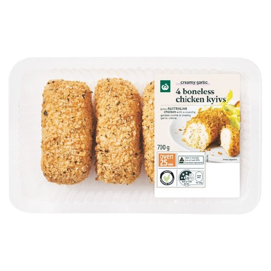 Woolworths Boneless Kyiv Varieties 700g with RSPCA Approved Chicken – From the Meat Dept