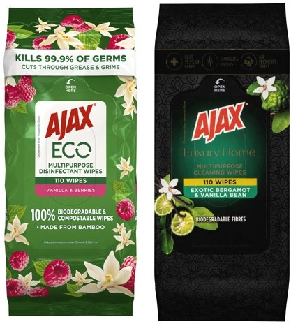 Ajax Eco or Luxury Multipurpose Wipes 110 Pack