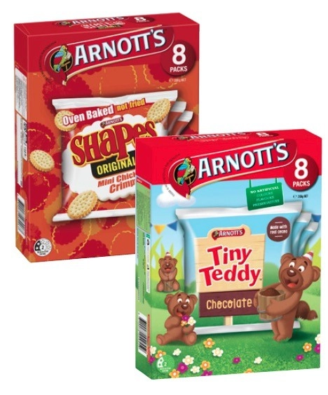 Arnott's Multipack Shapes or Tiny Teddy Biscuits 184g-200g