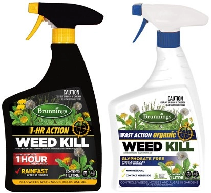 Brunnings 1 Hour Fast Action Weed Kill Ready to Use or Organic Weed Kill Ready to Use 1 Litre