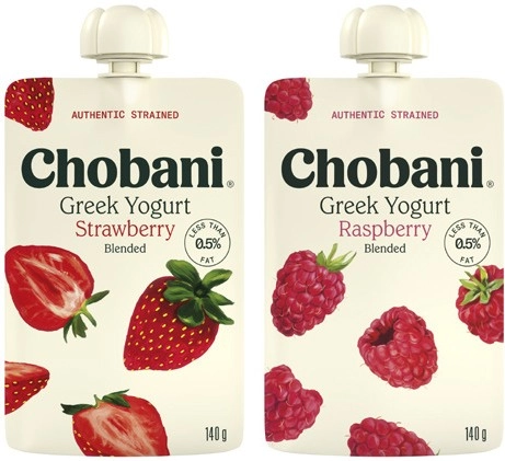 Chobani Yoghurt Pouch Strawberry or Raspberry 140g