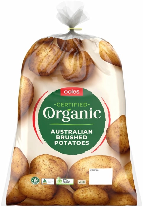 Coles Australian Organic Brushed Potatoes 2kg Bag