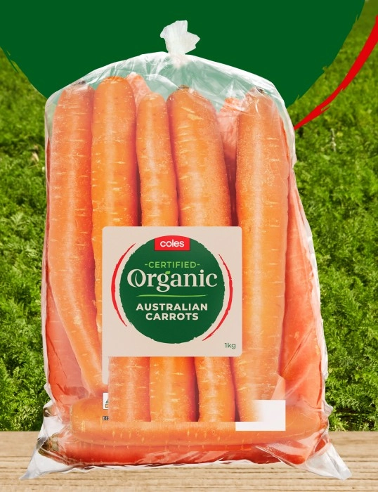 Coles Australian Organic Carrots 1kg Bag