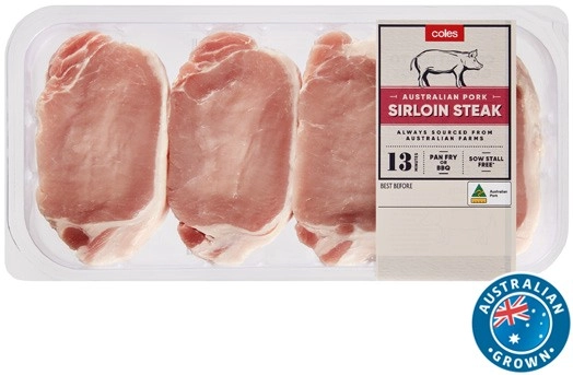 Coles Australian Pork Sirloin Steak 500g