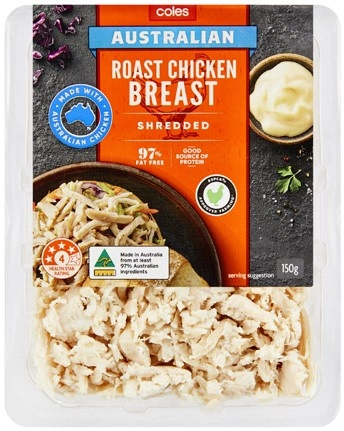 Coles Australian Shredded Roast Chicken Breast 150g