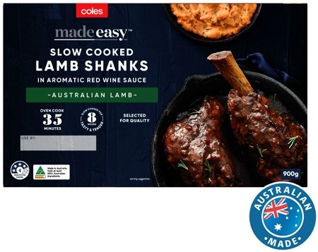 Coles Made Easy Slow Cooked Lamb shanks in Red Wine Sauce 900g