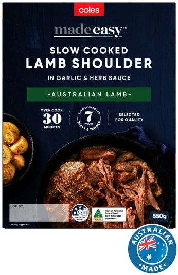 Coles Made Easy Slow Cooked Lamb Shoulder With Garlic & Herb 550g