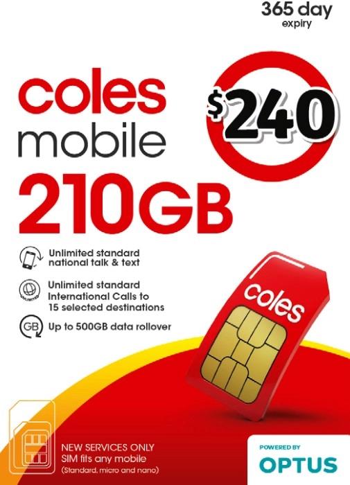 Coles Mobile $240 Prepaid SIM