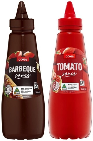 Coles Tomato or Barbecue Sauce 500mL