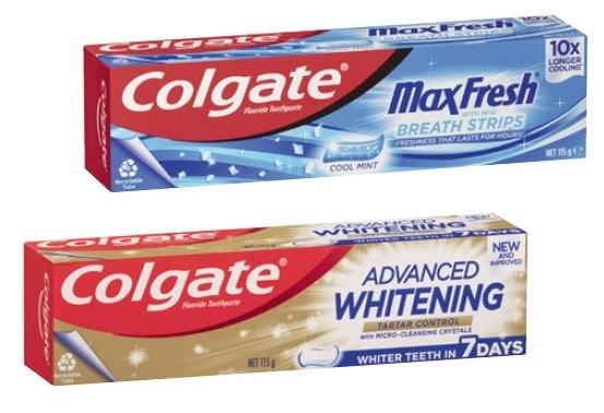 Colgate Advance Tartar & Whitening or Max Fresh Toothpaste 115g