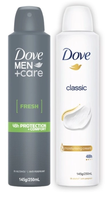 Dove Antiperspirant Aerosol Deodorant 250mL