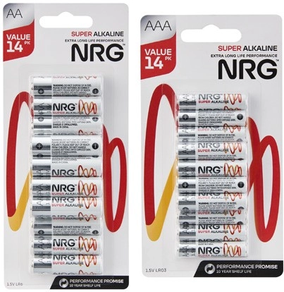 NRG Batteries AA or AAA 14 Pack