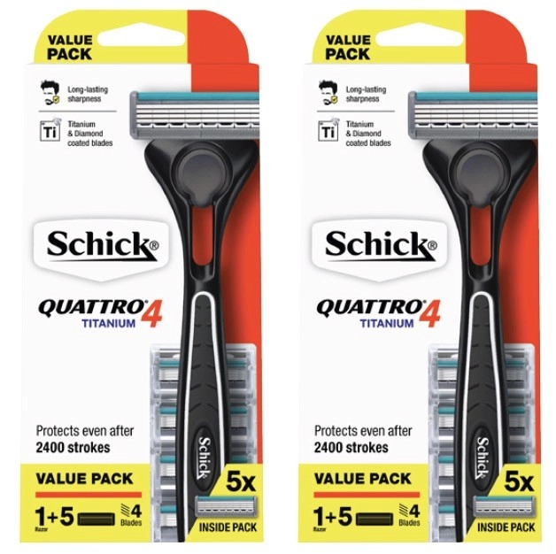 Schick Quattro Titanium Razor Kit with 5 Refill Blades 1 Pack