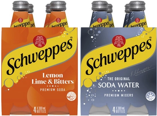 Schweppes Mixers or Soft Drink 4x300mL