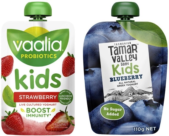 Vaalia Probiotics Kids or Tamar Valley Kids Yoghurt Pouch 110g-140g