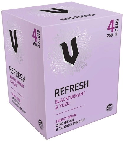 NEW V Blackcurrant & Yuzu Energy Drink 4x250mL