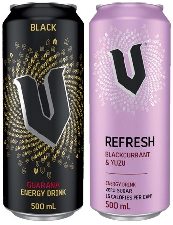 NEW V Refresh Blackcurrant & Yuzu or Black Energy Drink 500mL