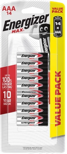 Energizer Max AAA 14 Pack or AA 16 Pack Batteries