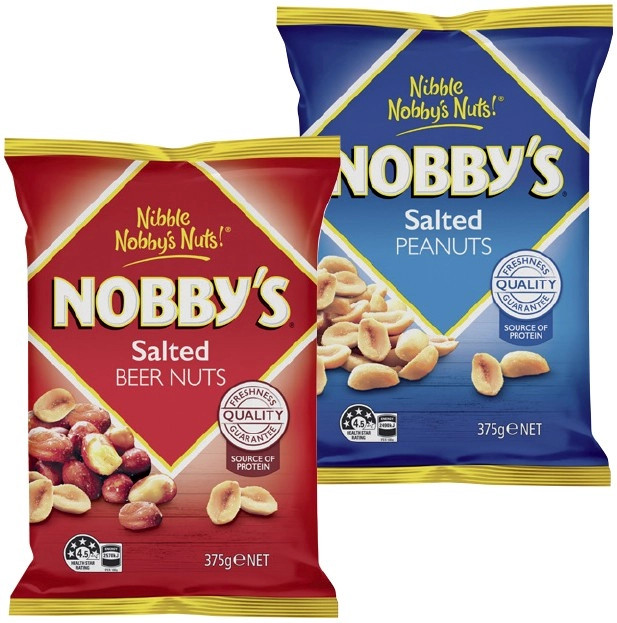 Nobby's Peanuts or Beer Nuts 350‑375g Selected Varieties