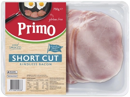 Primo Short Cut Rindless Bacon 750g