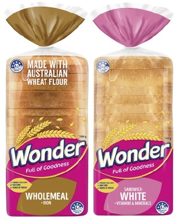 Wonder White or Wholemeal Bread 680-700g Selected Varieties