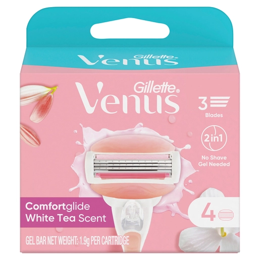 Gillette Venus Comfortglide White Tea Scent Women's Razor Blade Refills 4 Pack