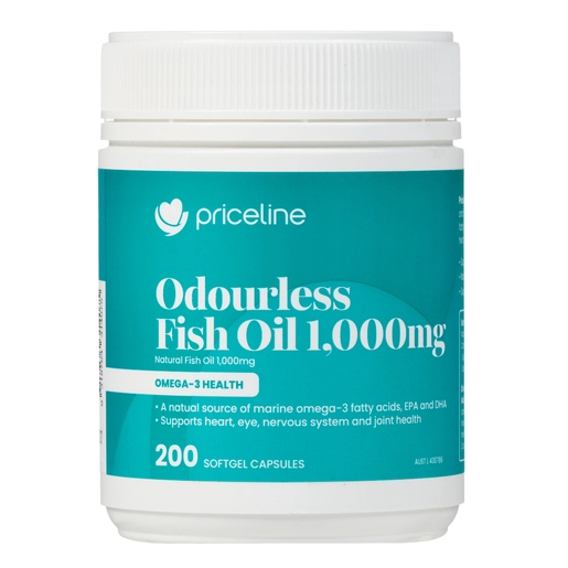 Priceline Odourless Fish Oil 1000mg 200 Capsules