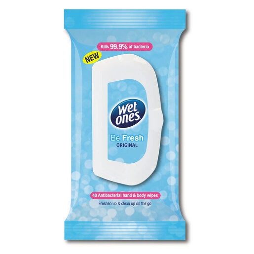 Wet Ones Be Fresh Original Antibacterial Hand & Body Wipes 40 Wipes