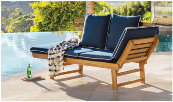 Bali Timber Daybed with Navy Cushions