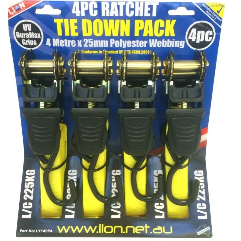 Lion 4Pk Tie Down Ratchet Set