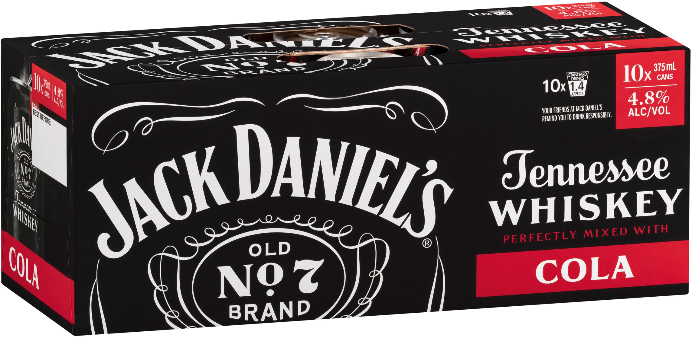 Jack Daniels & Cola Cans 10x375ml